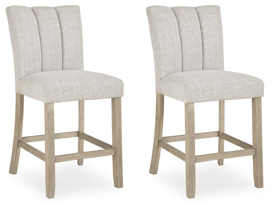 Larawyn - Upholstered Barstool (Set of 2) - Bisque Signature Design by Ashley®