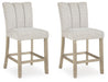 Larawyn - Upholstered Barstool (Set of 2) - Bisque Signature Design by Ashley®