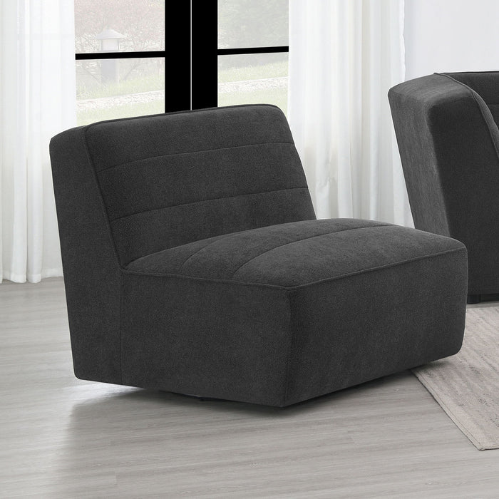 Ortega - Upholstered Armless Chair - Charcoal Furniture Max