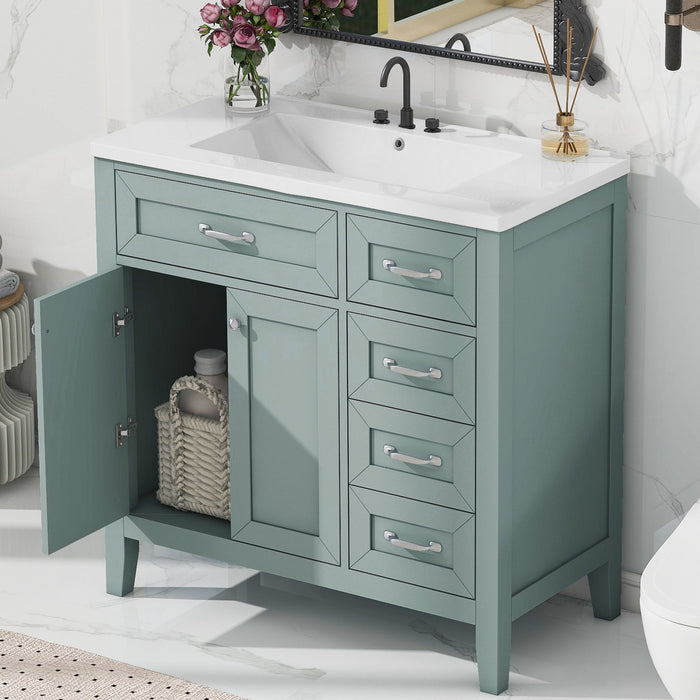 Modern Bathroom Vanity With Sink, Freestanding Design With Drawers And Doors Hearth and Haven