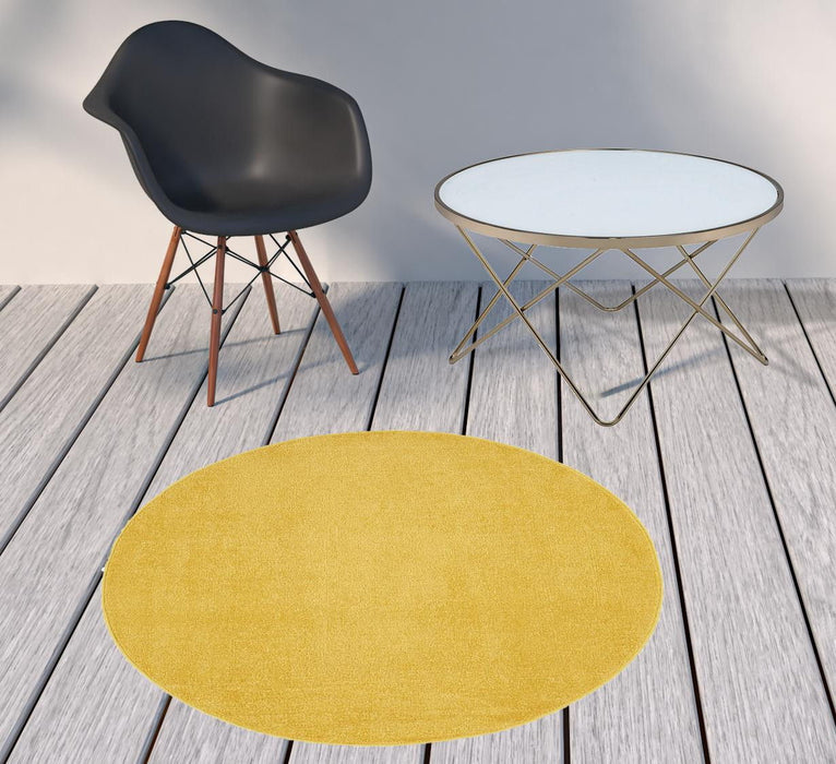 4' X 4' Round Non Skid Indoor / Outdoor Area Rug - Yellow