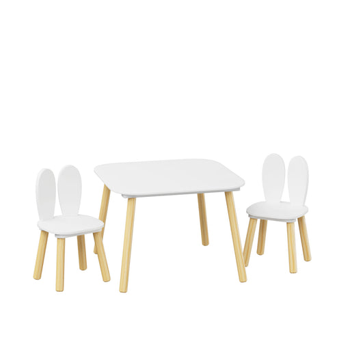 Rabbit Themed Table And 2 Chairs Set - White Home Essentials