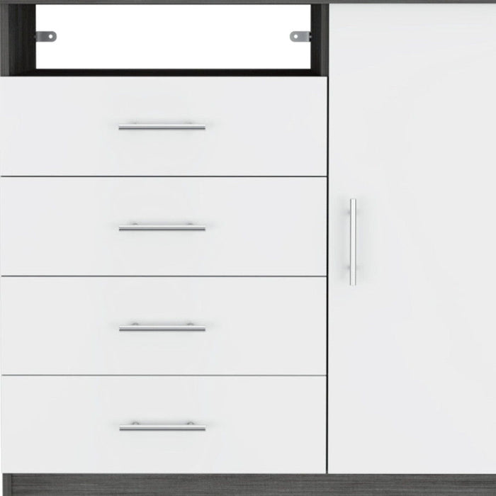 Four Drawer Combo Dresser - White / Gray