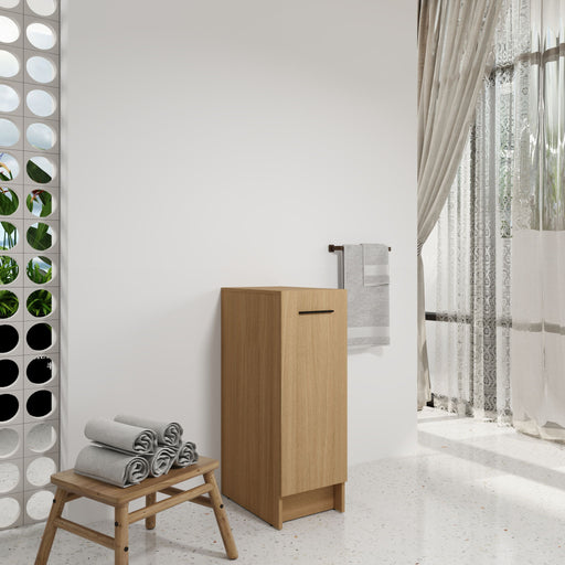 Slim Freestanding Bathroom Storage Cabinet - Light Oak Home Essentials