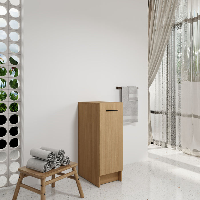 Slim Freestanding Bathroom Storage Cabinet - Light Oak Home Essentials