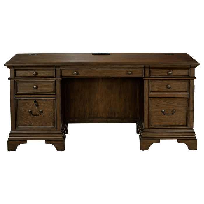 Stigham - 5 Drawer Credenza Office Desk - Oak Furniture Max
