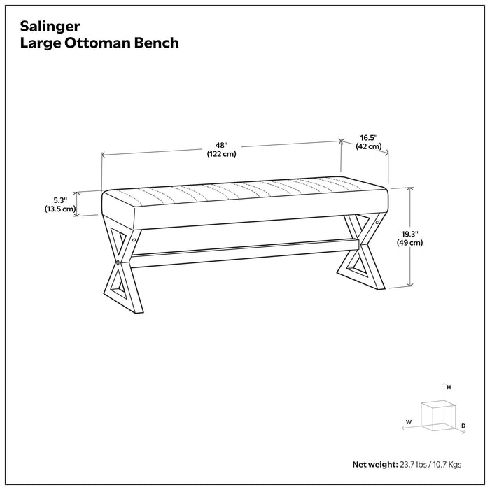 Salinger - Large Upholstered Ottoman Bench Simpli-Home