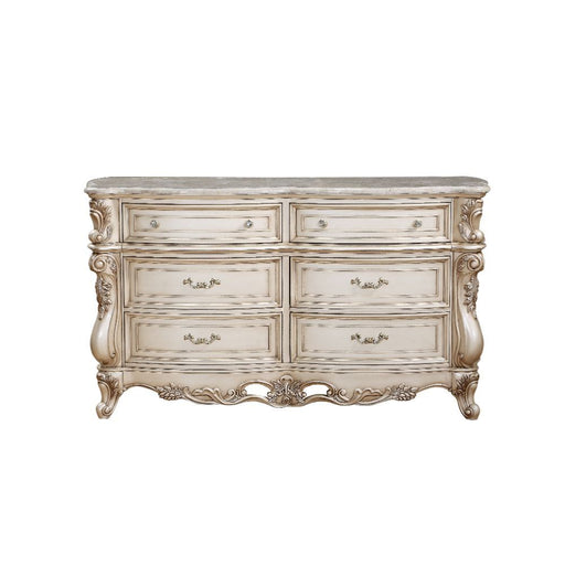 Gorsedd - Dresser With Marble Top - Marble Top & Golden Ivory ACME