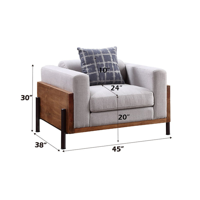 Pelton - Chair With Pillow - Fabric & Walnut ACME
