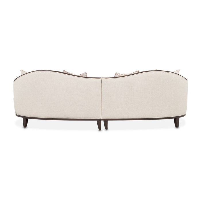 Camellia Field - 3-Piece Chenille Sofa - Beige / Dark Brown