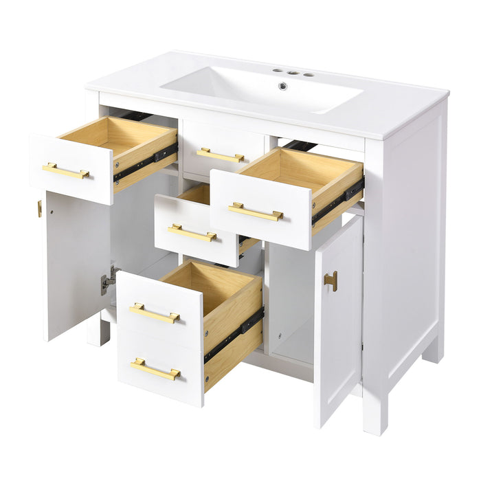 Bathroom Vanity With Sink, Cabinet With 4 Drawers & 2 Soft Close Doors, Rectangular Storage Unit For Bathroom Hearth and Haven