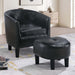 Accent Chair With Matching Ottoman Upholstered Round Backrest, Seating Set - Black Home Essentials