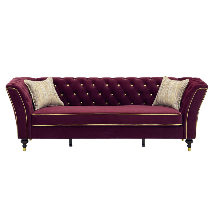 3 Person Sofa With Deep Seat, Tufted Backrest Home Essentials