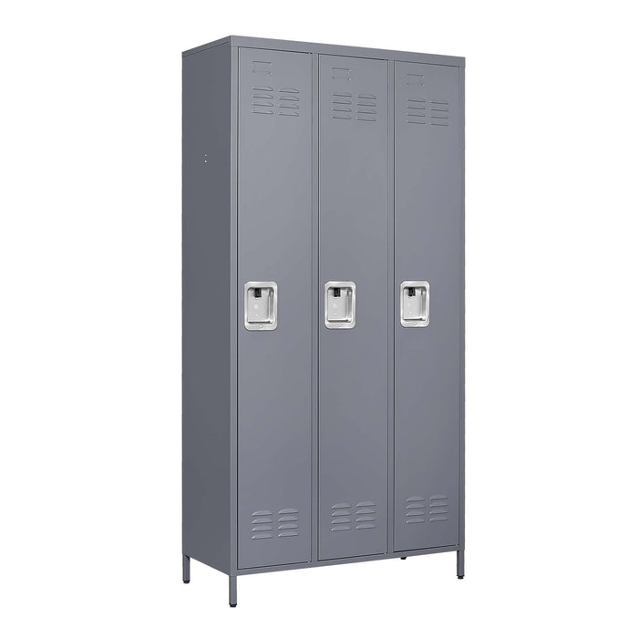 3 Door Lockers With Lock For Home, Gym, Office, School, And Garage - Gray Home Essentials