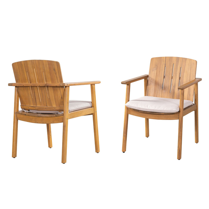 Outdoor Dining Chairs (Set of 2) - Beige / Teak Noble House