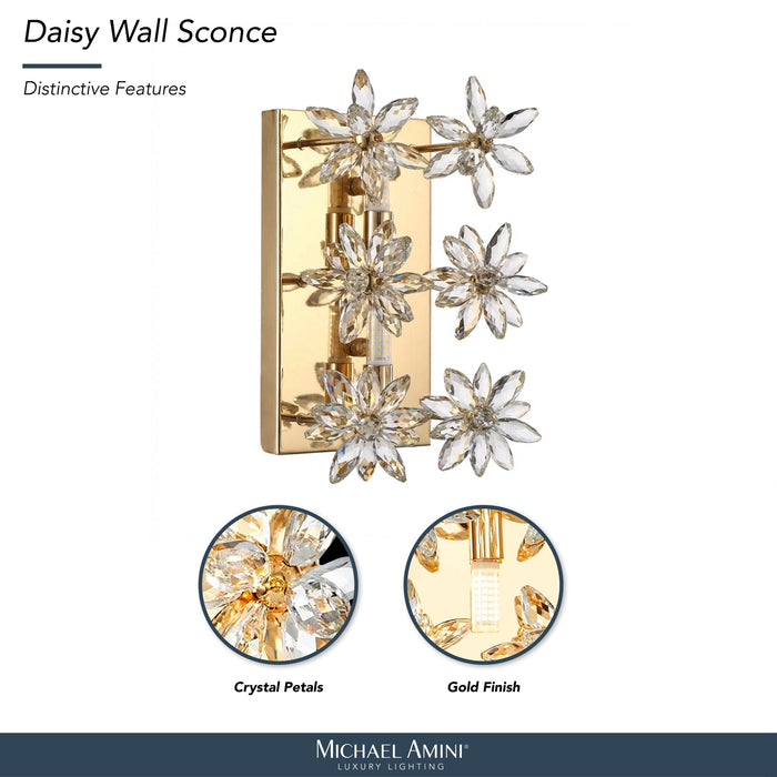 Michael Amini Lighting - Daisy Crystal Wall Sconce - Gold Michael Amini