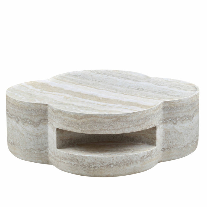 Clover Round Coffee Table With Open Storage - Marble Home Essentials