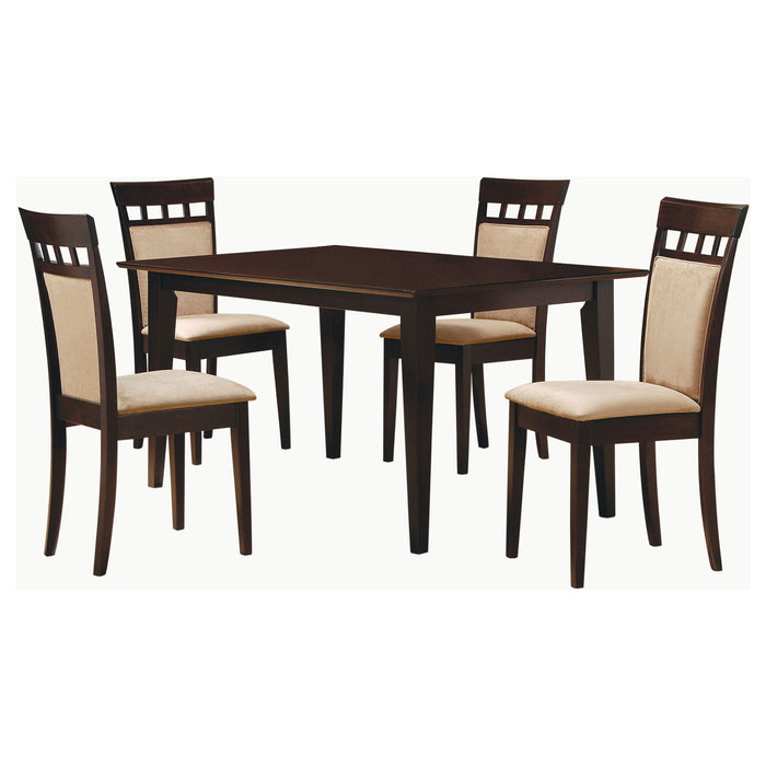 Gianna - 5 Piece Rectangular Dining Set With Table Upholstered Chairs - Cappuccino Furniture Max