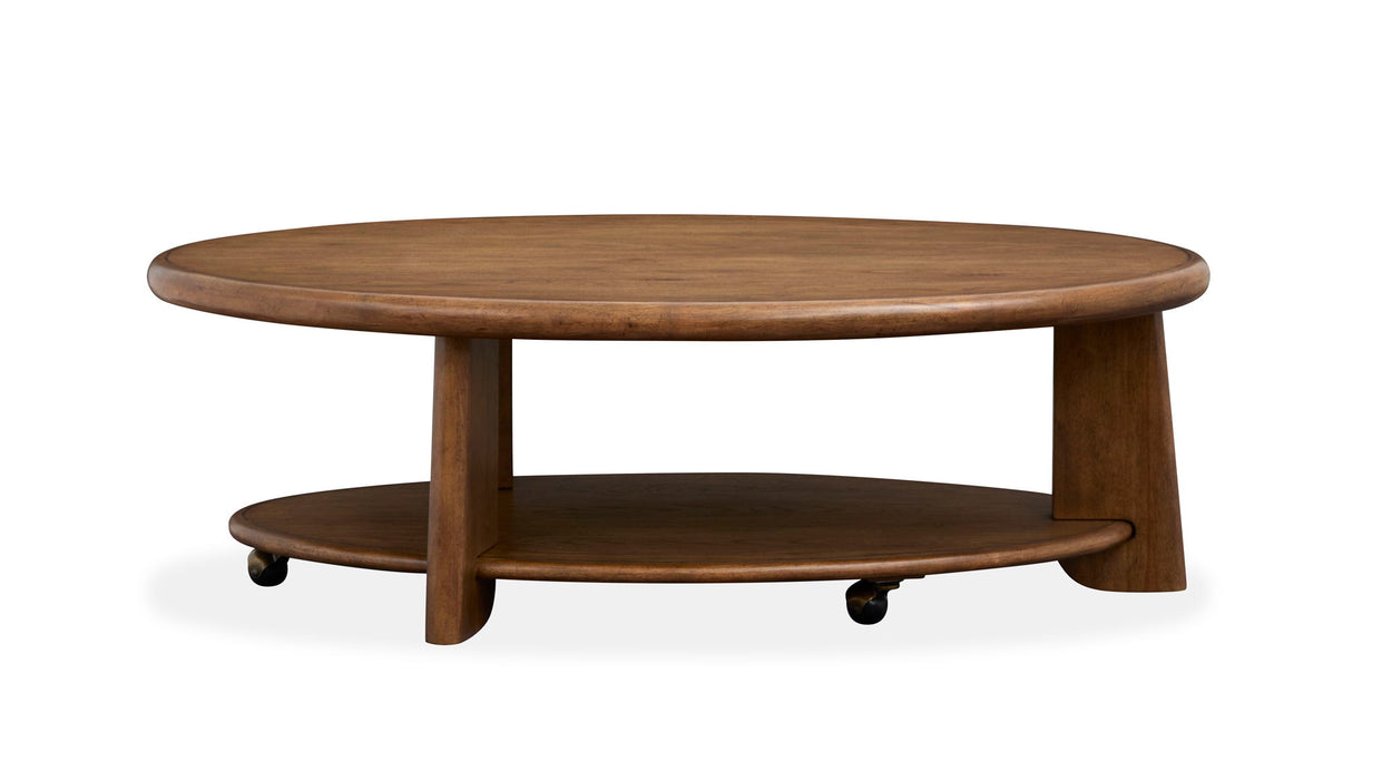 Tanner - Oval Cocktail Table With Casters - Tawny Brown Magnussen Furniture