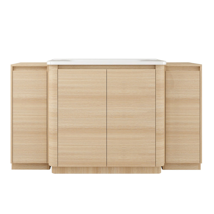 Freestanding Bathroom Vanity With Sink, 2 Small Storage Cabinets, Soft Close Doors Home Essentials