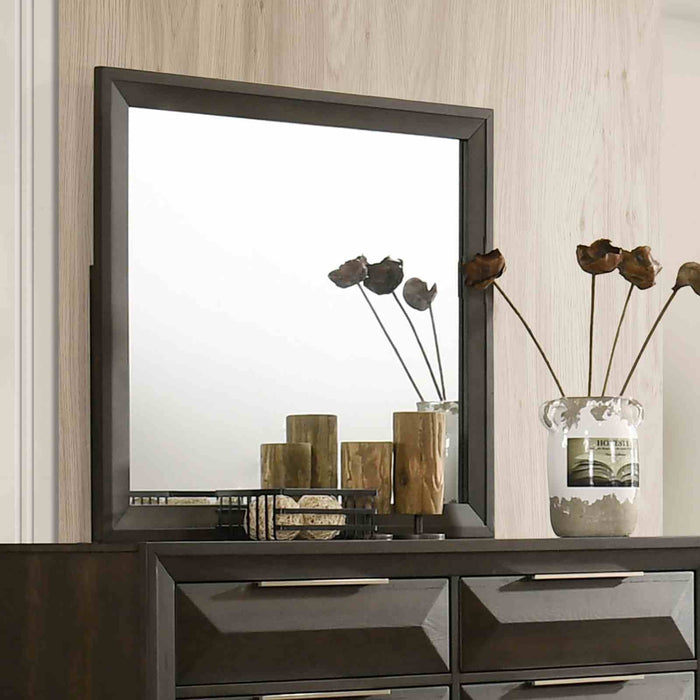 Dresser With Mirror Beveled Bracket Feet Handles 8 Drawers - Espresso Home Essentials