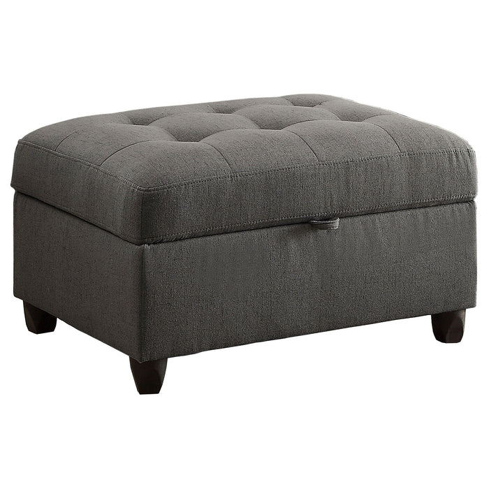 Storage Ottoman With Tufted Design - Gray Furniture Max