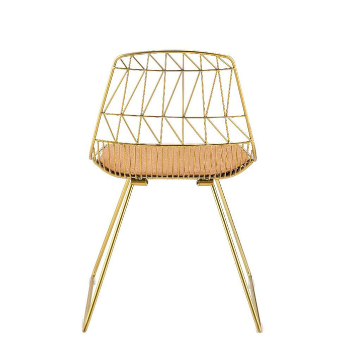 Fantasia - Side Chair (Set of 2) - Whiskey Synthetic Leather & Gold