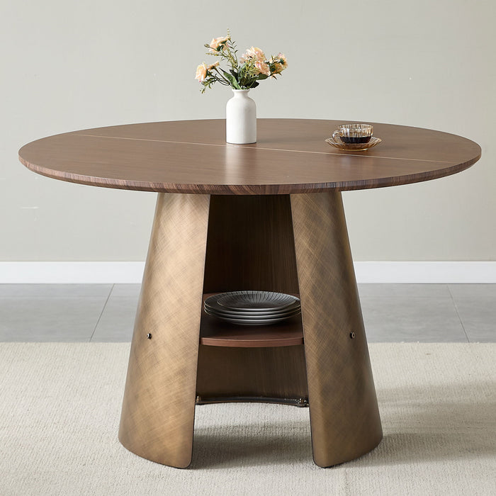 Round Dining Table - Reddish Brown / Walnut Home Essentials