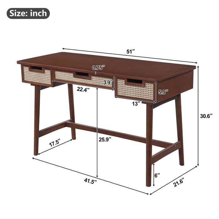 Writing Desk With 3 Drawers For Living Room Noble House