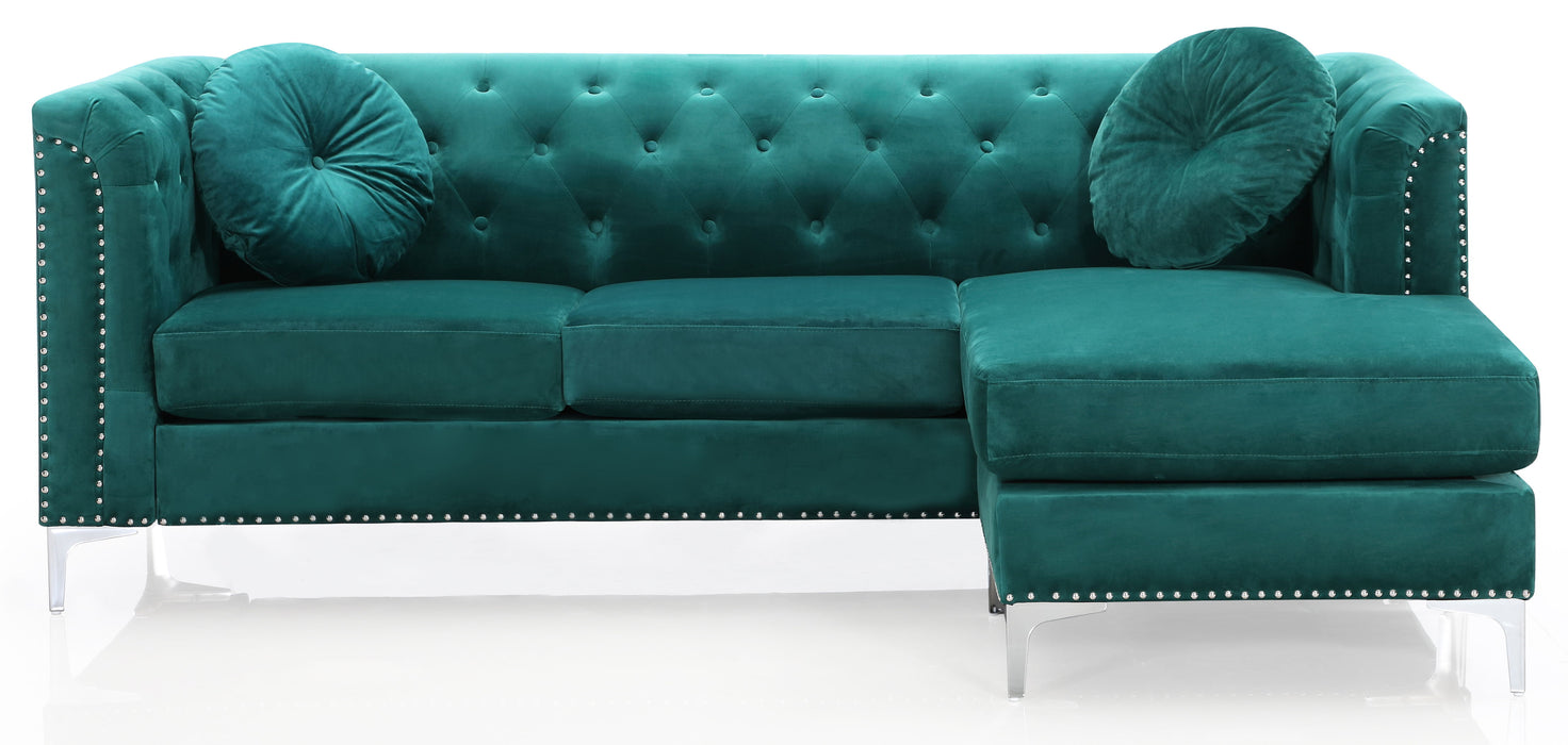 Glory Furniture Pompano Sofa Chaise (3 Boxes), Green