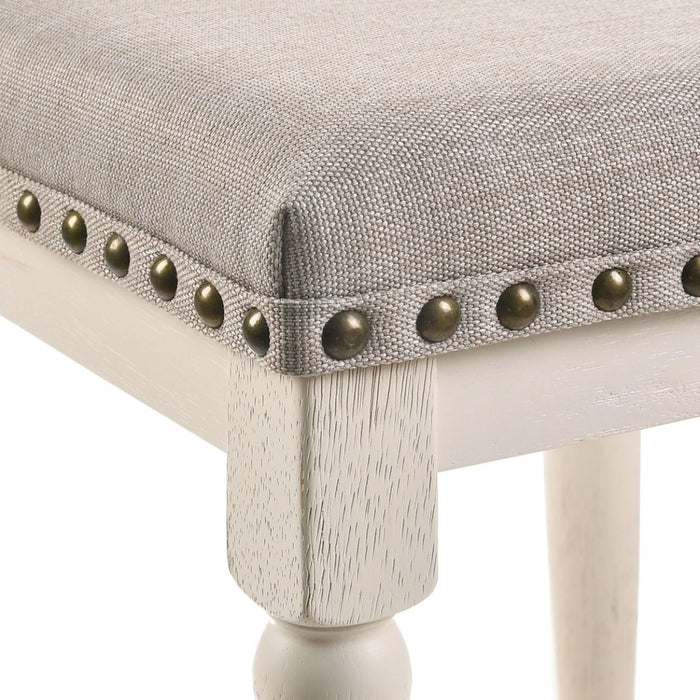 Tasnim - Counter Height Stool (Set of 2) - Tan Fabric & Antique White ACME