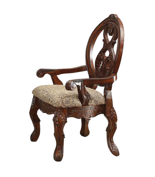 Rovledo - Arm Chair (Set of 2) - Pattern Fabric & Cherry ACME