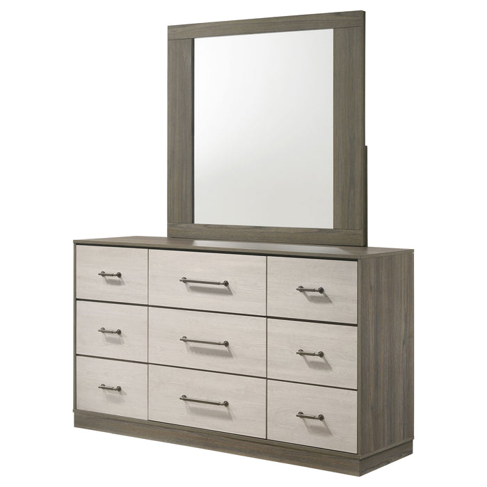 Edmondson - 9 Drawer Dresser With Mirror - Natural / Gray Furniture Max