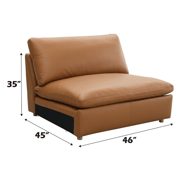 Brighton - Modular Armless Chair - Brown Top Grain Leather