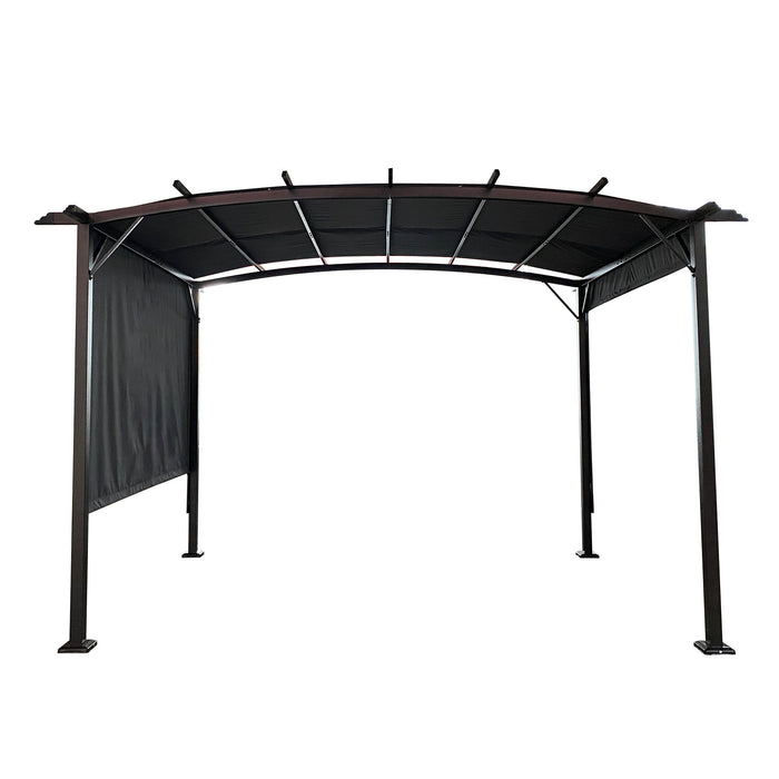 Outdoor Patio Pergola Gazebo - Steel Frame Sun Shelter With Retractable Canopy