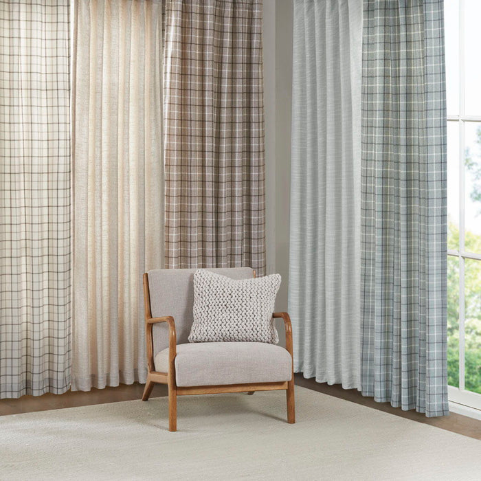 Plaid Rod Pocket And Back Tab Curtain Panel With Fleece Lining