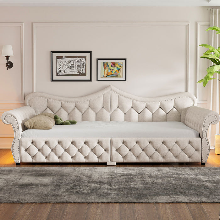 Upholstered Daybed With LED Lighting And Nailhead Trim Dreamland