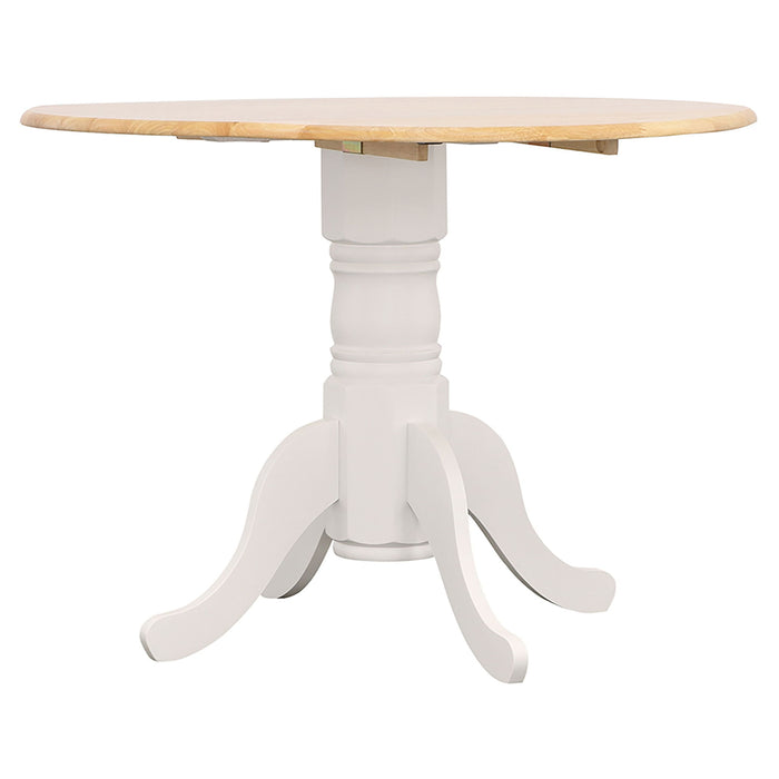 Round Dining Table With Drop Leaf Pedestal Base, Expandable Top - Natural Furniture Max