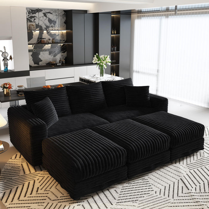 Deep Seat Convertible Sofa With Soft Pillows And Ottomans Home Essentials