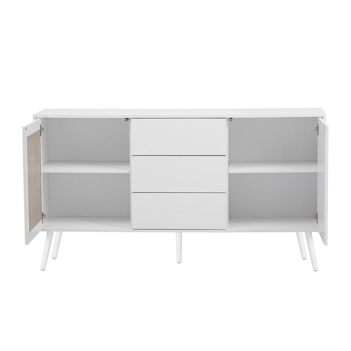 U_Style Modern Cabinet With 2 Doors And 3 Drawers, Suitable For Living Rooms, Studies, And Entrances - White