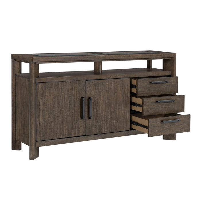 Side Server With Glass Inlay - Dark Oak Emerald Home
