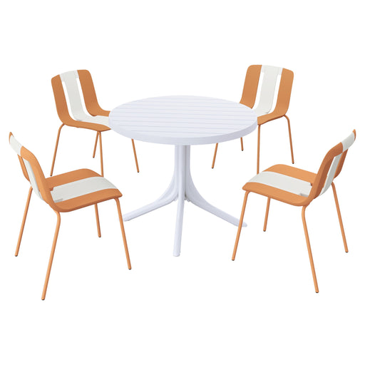 4 Piece Set Of Modern Striped Color Blocking Single Chairs With Round Table Home Essentials
