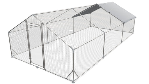 Large Metal Chicken Coop, Walk In Poultry Cage Hen Run House Rabbits Habitat Cage Spire Shaped Coop With Waterproof And Anti Ultraviolet Cover Daily Nest