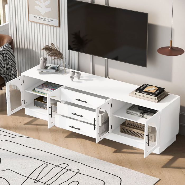 Modern Minimalist TV Stand, Entertainment Center Media Console Cabinet With Adjustable Shelves For Living Room Hearth and Haven