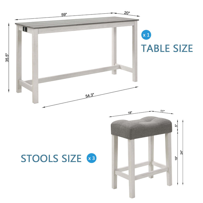 4 Piece Bar Table Set With Power Outlet Home Essentials