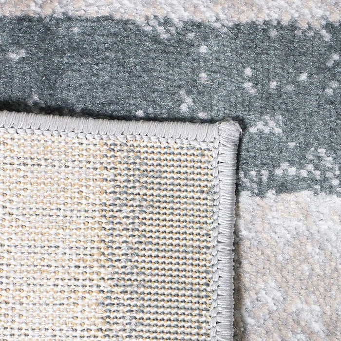 5' x 8' Patchwork Power Loom Stain Resistant Area Rug - Blue And Taupe