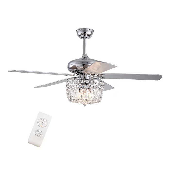 Faux Crystal Mod Chandelier Ceiling Fan - Silver