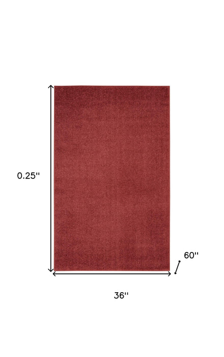 3' X 5' Non Skid Indoor / Outdoor Area Rug - Brick Red