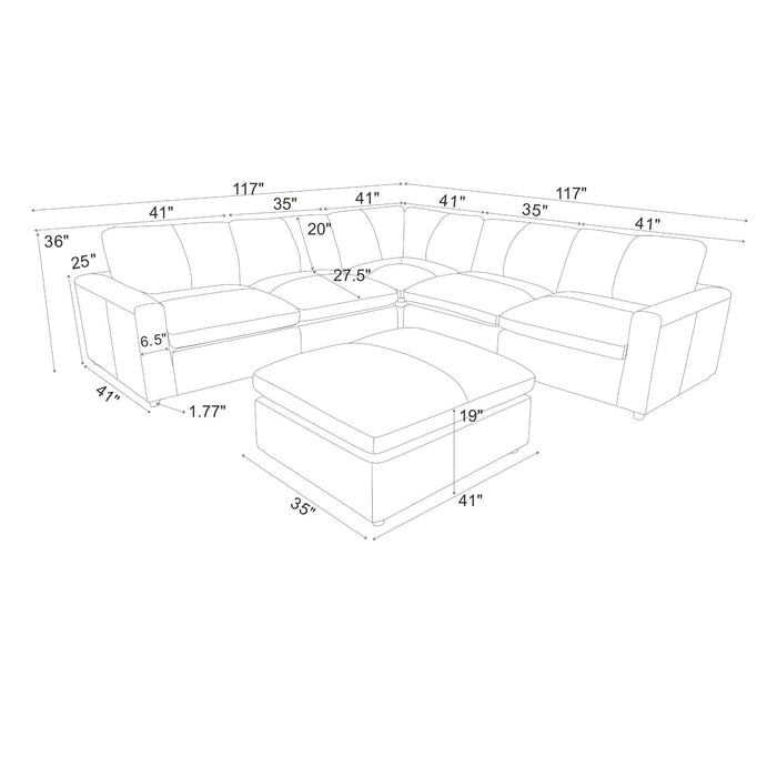 Upholstered Large Seating Modular Sectional Home Essentials
