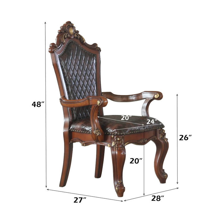 Picardy - Arm Chair (Set of 2) - Synthetic Leather & Honey Oak ACME